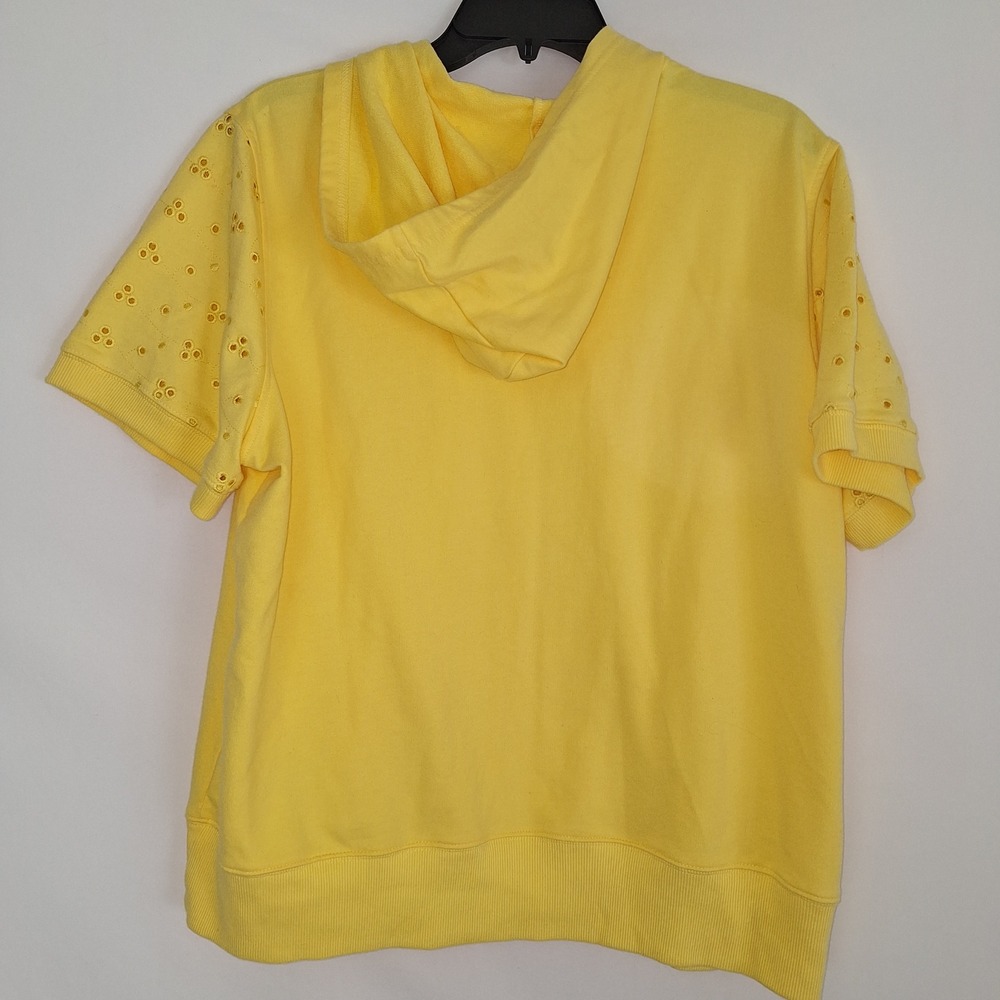 Vintage Cottagecore Boho Bohemian Cotton Eyelet Zip Up Hoodie Yellow 18/20W Cato - Picture 10 of 11